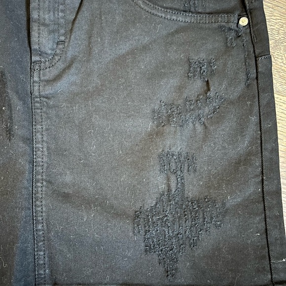 NWT Fiorucci Mini Gonna Distressed Black Denim Mini Skirt Size Euro 44 US 32 - Picture 7 of 8